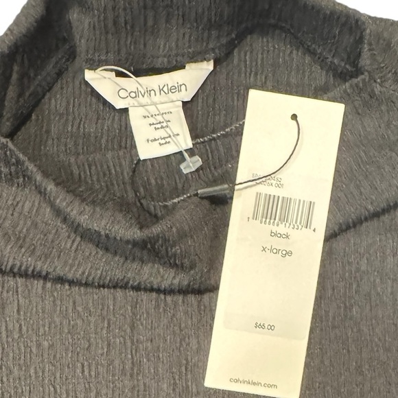CALVIN KLEIN Black High Neck Short Sleeve Top NWT XL - Picture 4 of 13